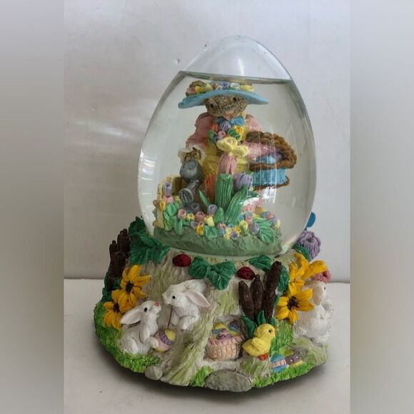 MUSICAL BOX WATER EGGS EASTER MERCURIES US.A.1994 BUNNY 6" HIGH - Picture 2 of 7